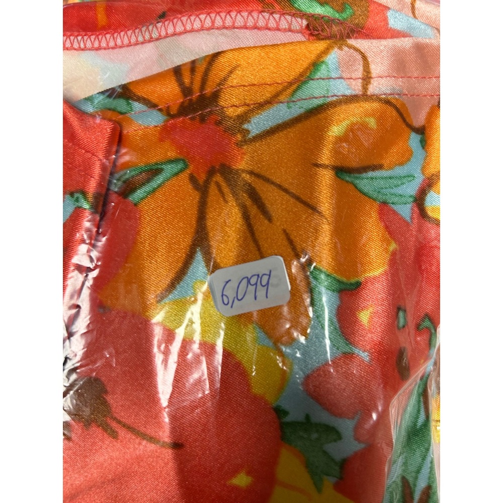 Y2K Tropical‎ a...love story XL Orange Floral Cowl Neck Satin Midi Slip Dress - Picture 10 of 10